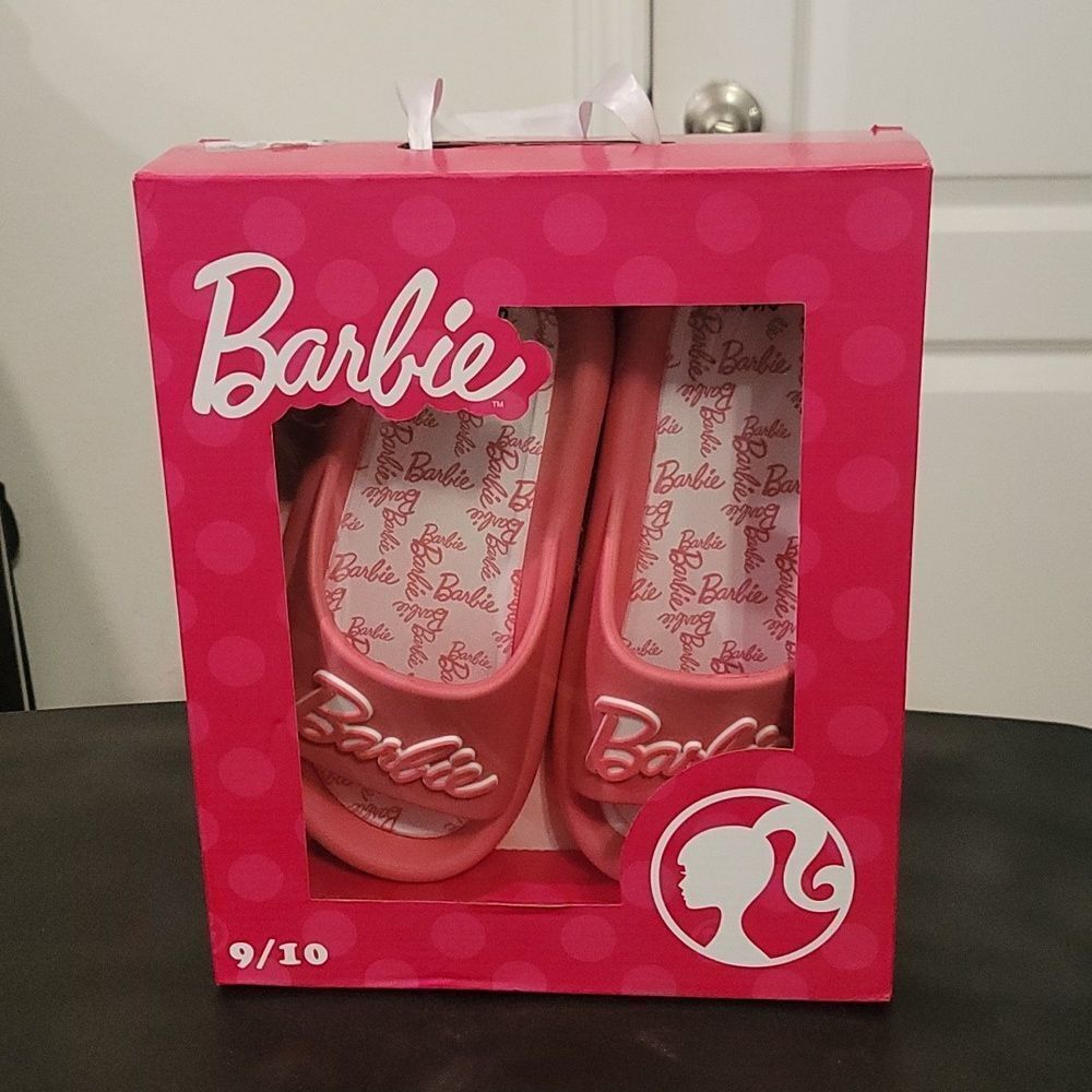 BRAND NEW BARBIE MATTEL BRIGHT PINK   LOGO WOMENS  FLIP FLOP SLIDE SANDAL - Picture 6 of 12